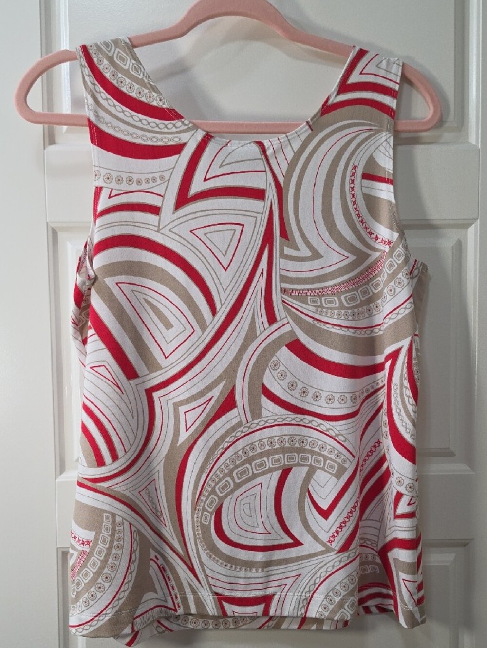 Chico’s Red, White & Beige Tribal Print Microfiber Tank Top | Size M - Picture 5 of 6